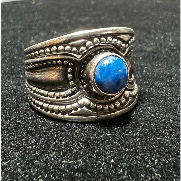 Beautiful Sterling silver three set ring with lapiz lazuli - Picture 5 of 13